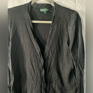 Light linen cardigan by Lauren Ralph Lauren in black